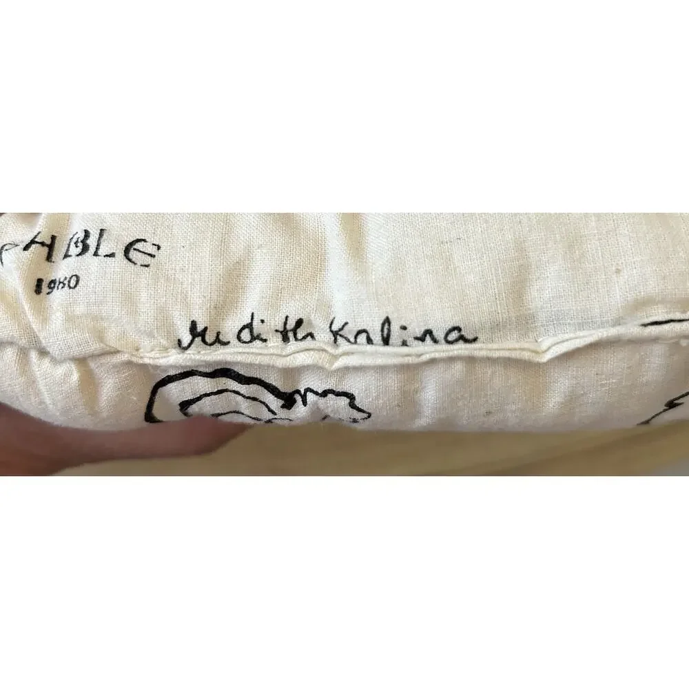 VTG Decorative Art Pillow Noah’s Ark Fable Animals Baby Crib Kid Room Cotton USA